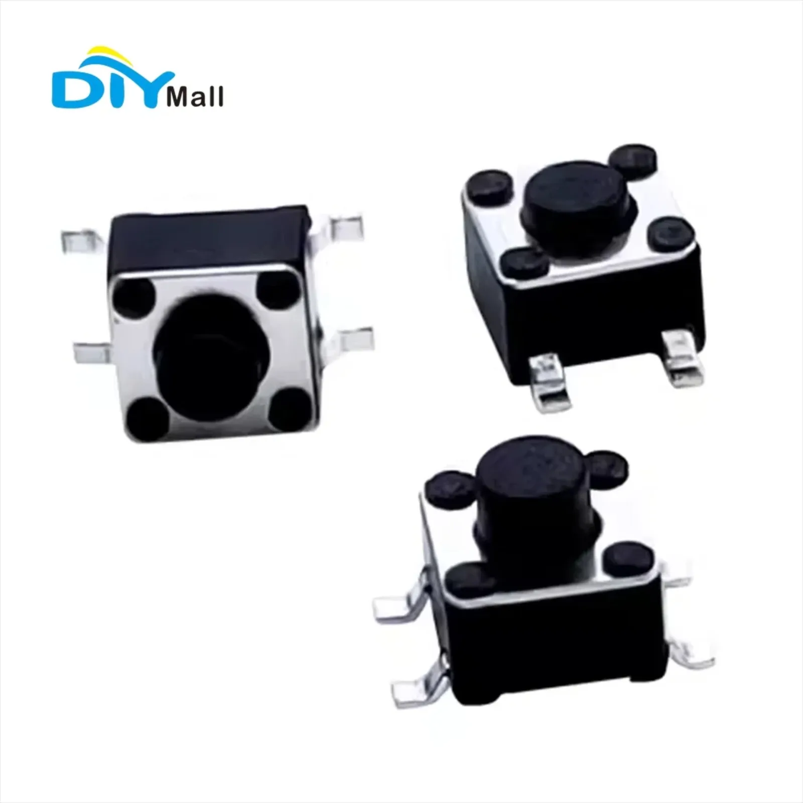 DIYmall 4.5x4.5x3.5mm Tactile Push Button Switch 12V 4-PIN Momentary Contact 100,000 Operations