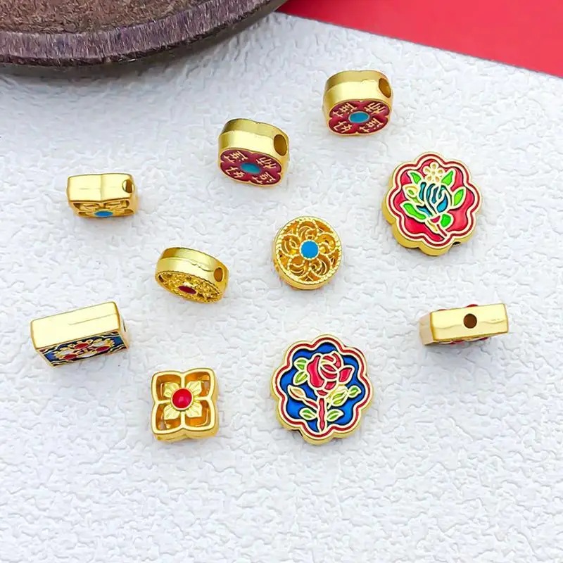Alloy Flower Spacer Beads 1/10Pcs Polished Surface for DIY Necklace Bracelet Jewelry Makers Home Craft Supplies