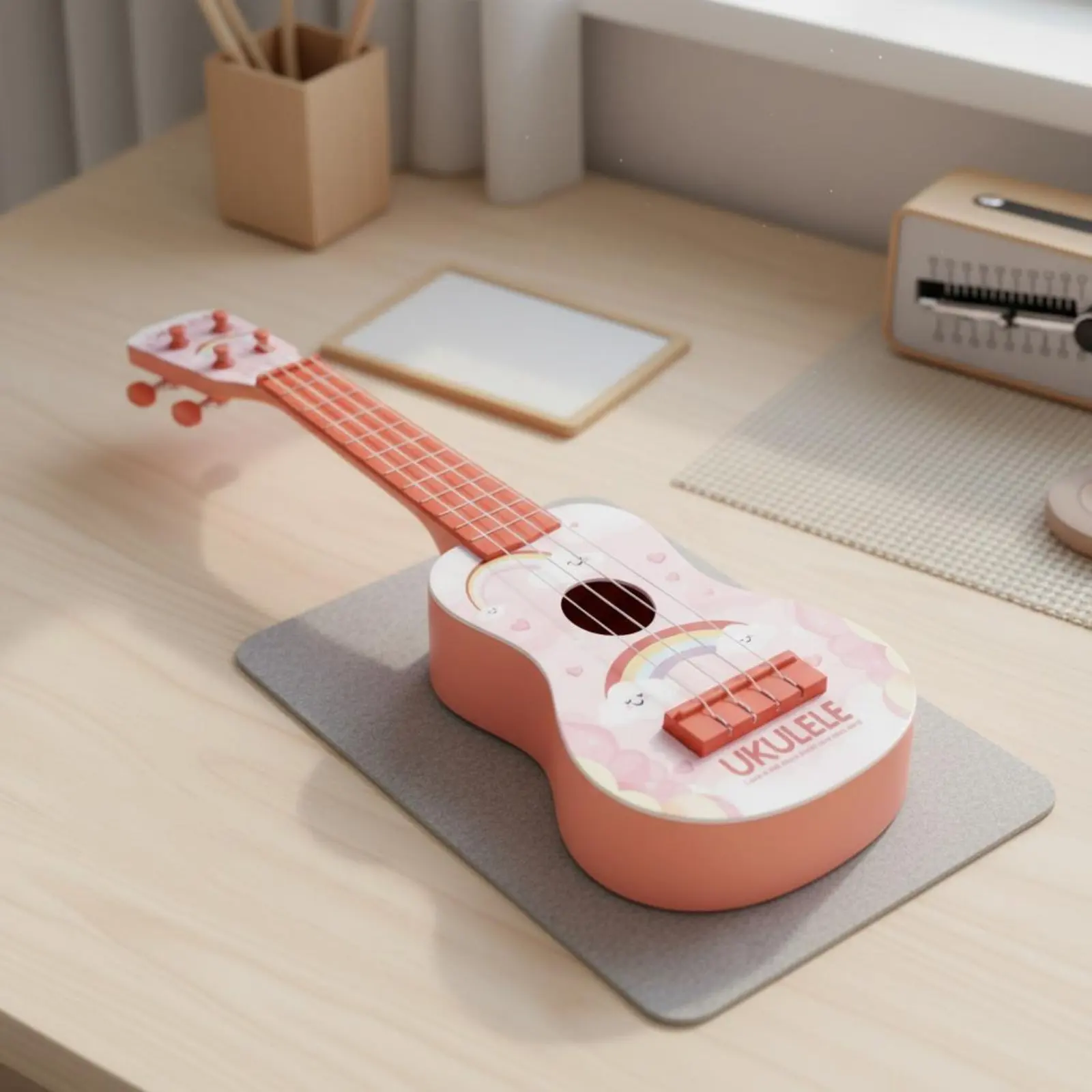 

17 Inch Toy Ukulele Gift 4 String Children's Guitar Cartoon Creature Ukulele Realistic Strings Children's Guitar Toy Safe