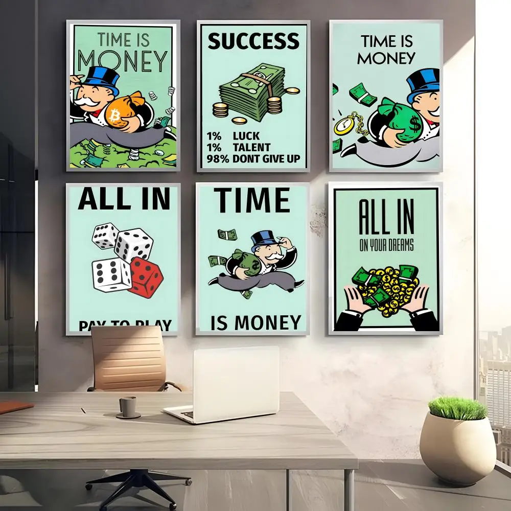 Monopoly Time Is Money Poster HD art sticky wall waterproof home bedroom bar aesthetic decoration