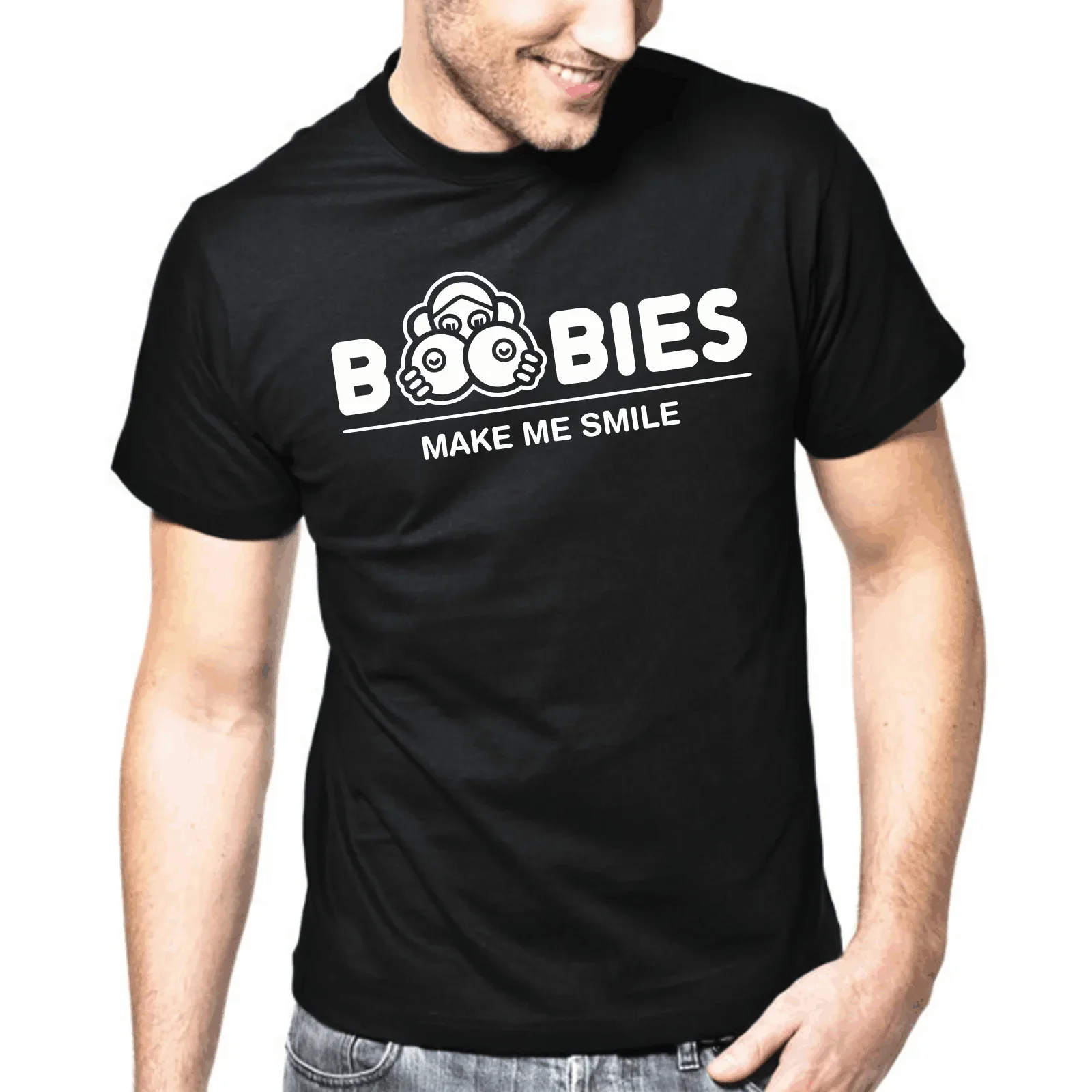 Boobies Make Me Smile Adult Sayings Gift Funny Fun Comedy Fun T-Shirt