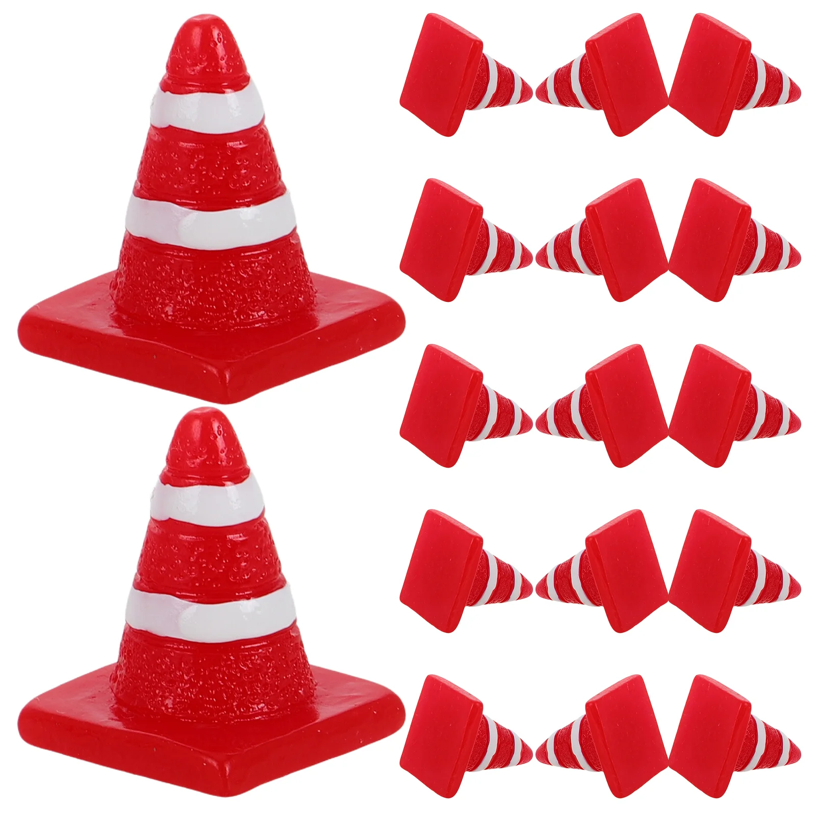 20 Pcs Road Cone Ornaments Mini Trash Can Construction Cartoon Small Orange Cones Kids Toys