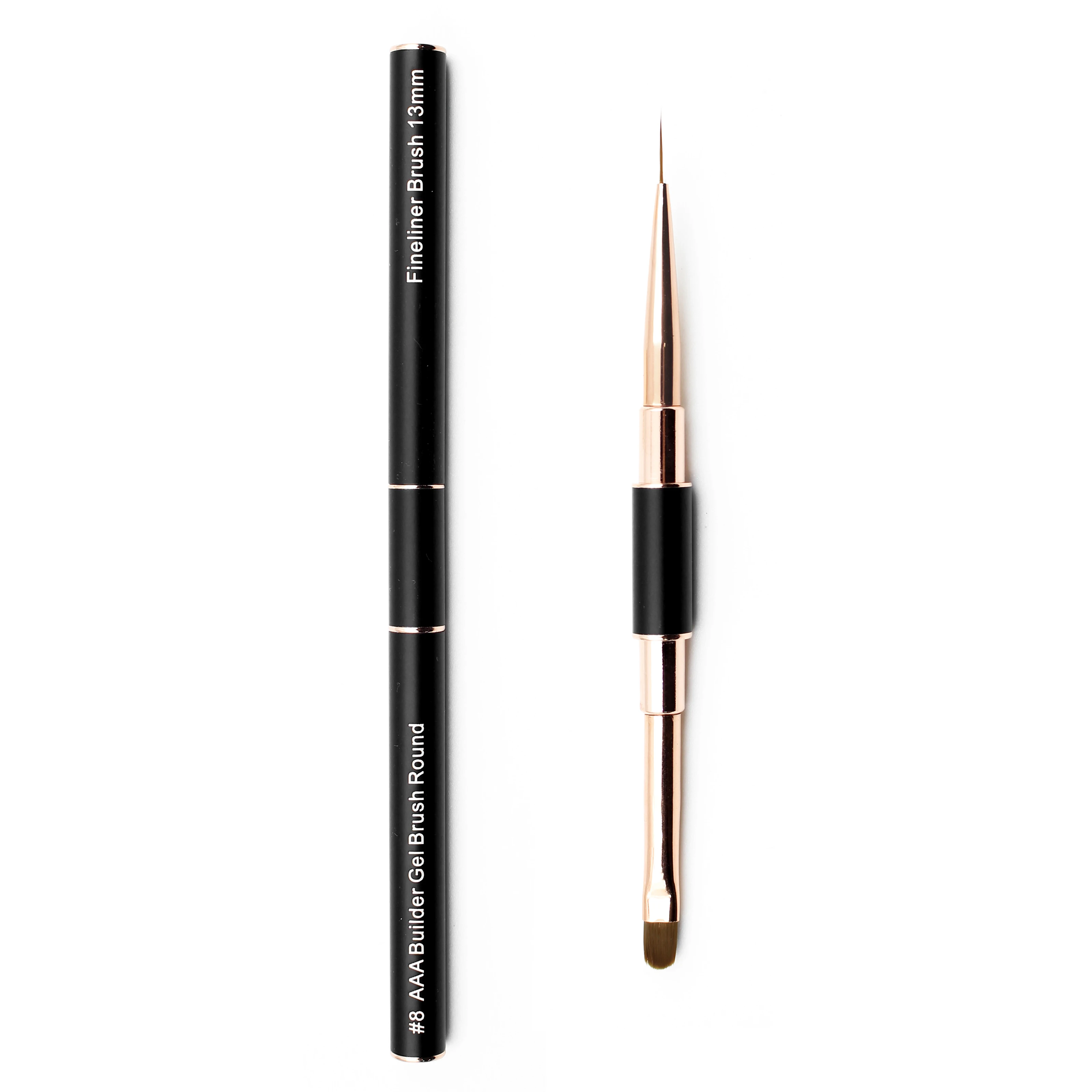 Pincel Profissional de Ponta Dupla para Gel Construtor, Pincel para Nail Art com Cabo de Metal para Pintura de Ponta Francesa, Pincel para Esmalte em Gel e Delineador, Ferramentas de Manicure