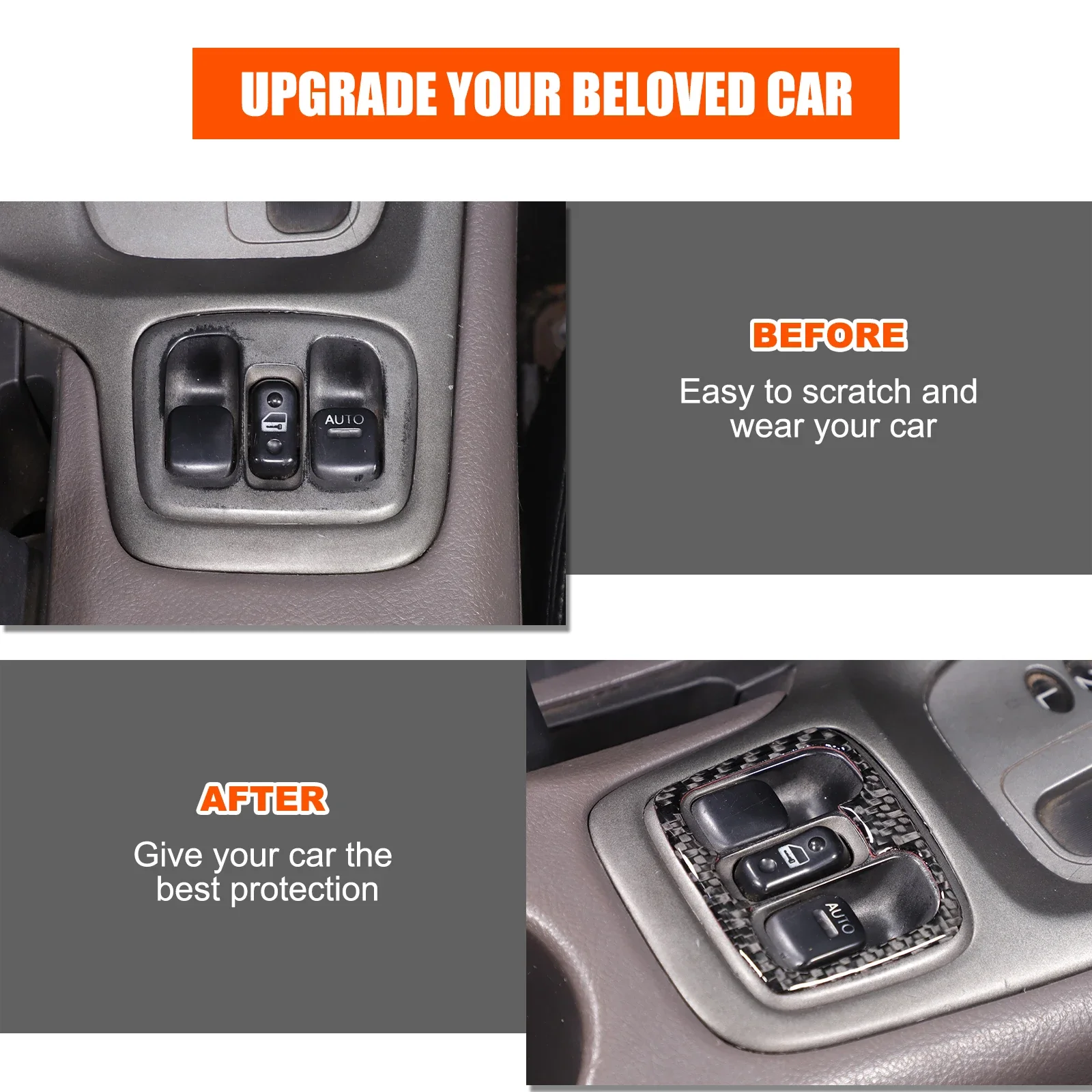 

For Toyota Celica 2000-2005 Soft carbon fiber car interior panel stickers Glass lifting frame, central control gear panel