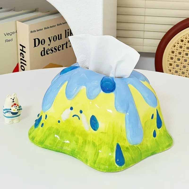 

Creative Volcano Ceramic Tissue Box, Cute Napkin Holder for Kitchen Dining Table, Home Decor Storage, Aesthetic Storage Ornament