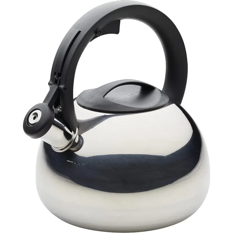 

Teakettles Stainless Steel Egg-Shaped Whistling Tea Kettle, 2.3 Quart, Silver