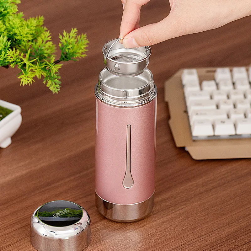 Thermos cup large capacity men's and women's high-grade tea cup sterling silver 999 portable business silver water cup