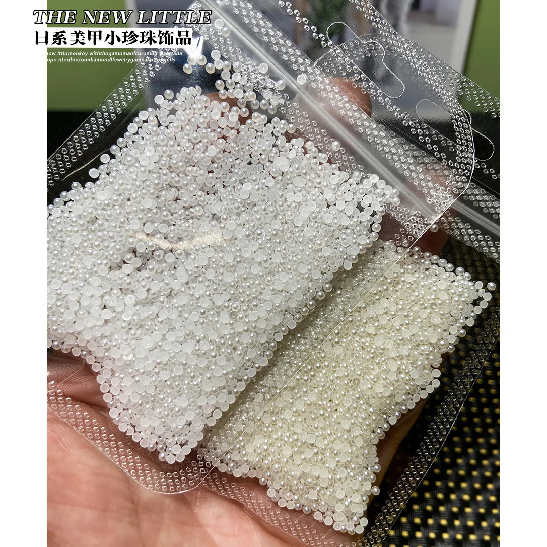 200-1200pcs/bag perly bílá dráp korále drahokamu polovina kolo smíšené rozměr béžová flatback perly pro DIY manikúra dekorace korálek