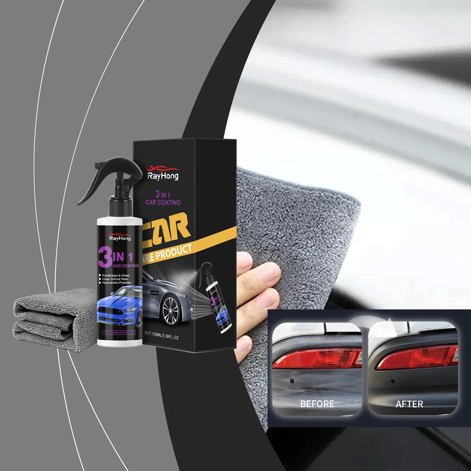 

3 In 1 Car Ceramic Coating Liquid Crystal High Protection Auto Polishing Refurbish Spraying Glass Hydrophobic Car Maintenance
