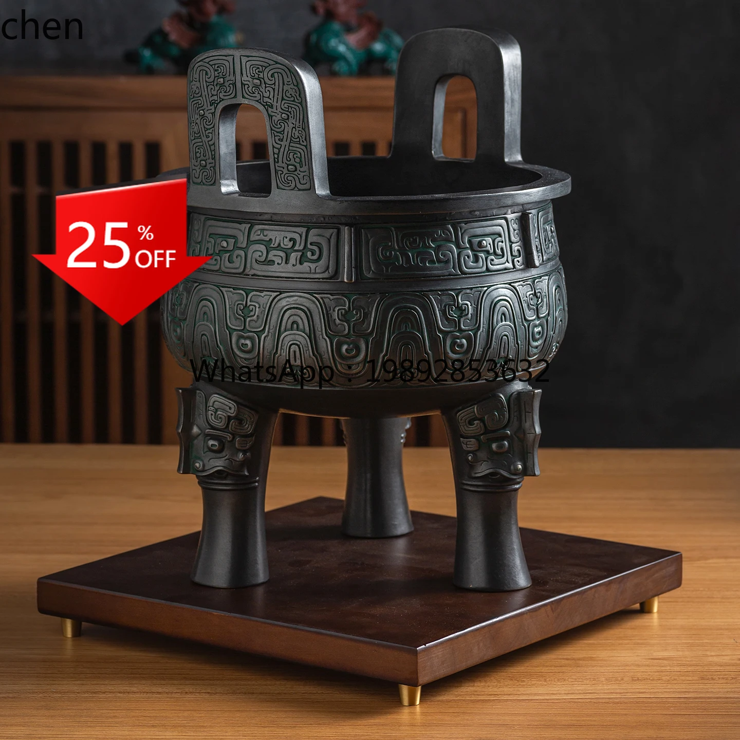 

Antique Bronze Tripod Incense Burner for Living Room Office Opening Housewarming Gift