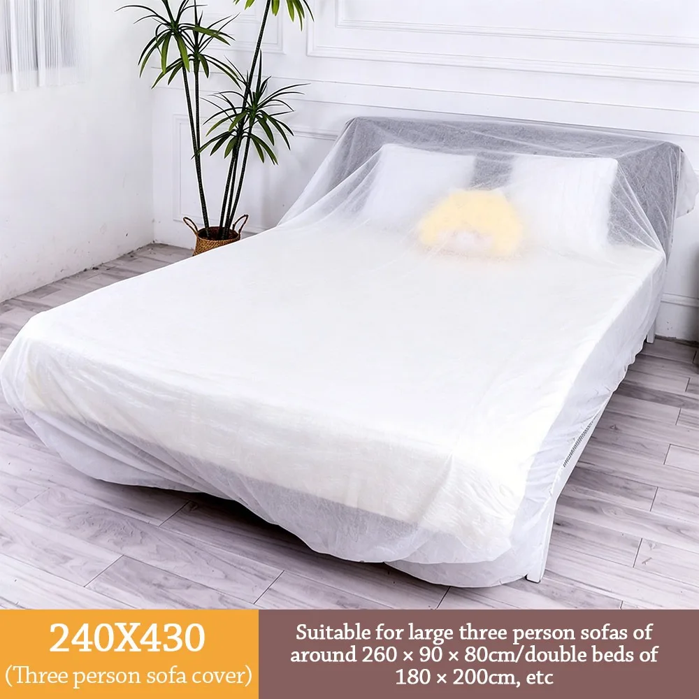 Transparent PE Disposable Dust Covers Waterproof Thick Plastic Furniture Protection Cover Large Size Drawstring
