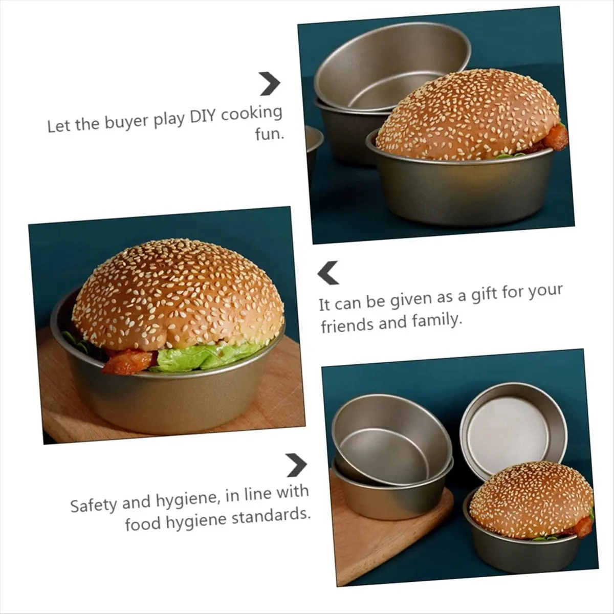 A56K 2Pcs Hamburger Mold Circle Stencil Stainless Steel Saucepan Sphere Cake Pan Toaster Oven Pans Pizza Kits Baking