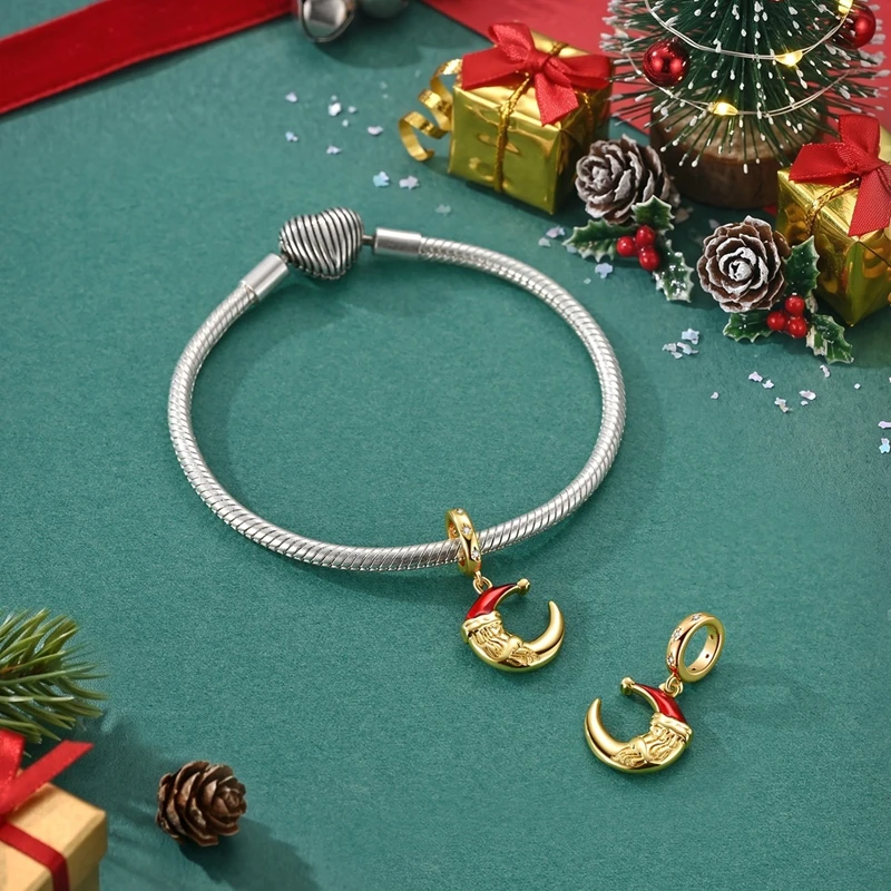 925 Sterling Silver Pendant Charms Fit Original Bracelet Diy Snowman Jesus Egg Santa Claus Penguin Socks Gift Christmas Jewelry
