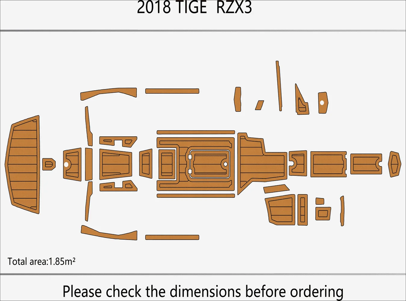 Anti-Skid EVA Faux Teak Self-Adhesive 6mm Boat Decking Pad for 2018 TIGE RZX3 Storage Yacht Cockpit Durable Marine Floor