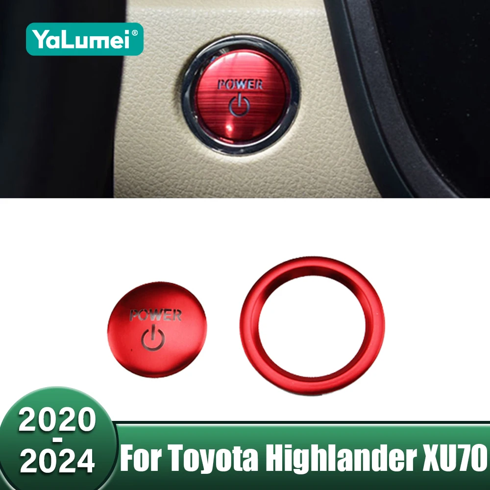 

Car Engine Ignition Start Stop Push Button Cover Ring Sticker For Toyota Highlander XU70 Kluger 2020 2021 2022 2023 2024 Hybrid