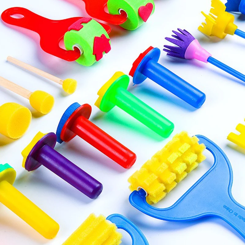 Sponge Graffiti Drawing Brush Mutiple Shape Painting Roller Brush Reusable DIY Drawing Rubbing Party Handcraft Artclass Prop ZYF