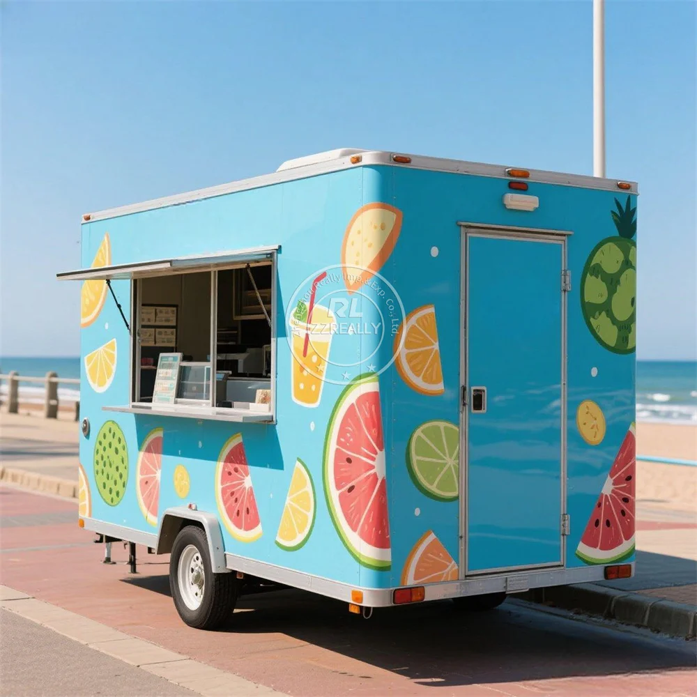 

Mobile Fast Food Truck Ice Cream Cart Street Restaurant Fully Equipped Custom Concession Fast Food TrailerWith Full Kitchen