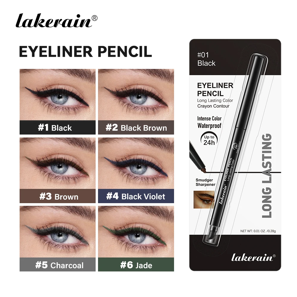 Waterproof Eyeliner Pencil Long-Lasting High color development Double-head design Built-in applicator pencil sharpener Eyeliner