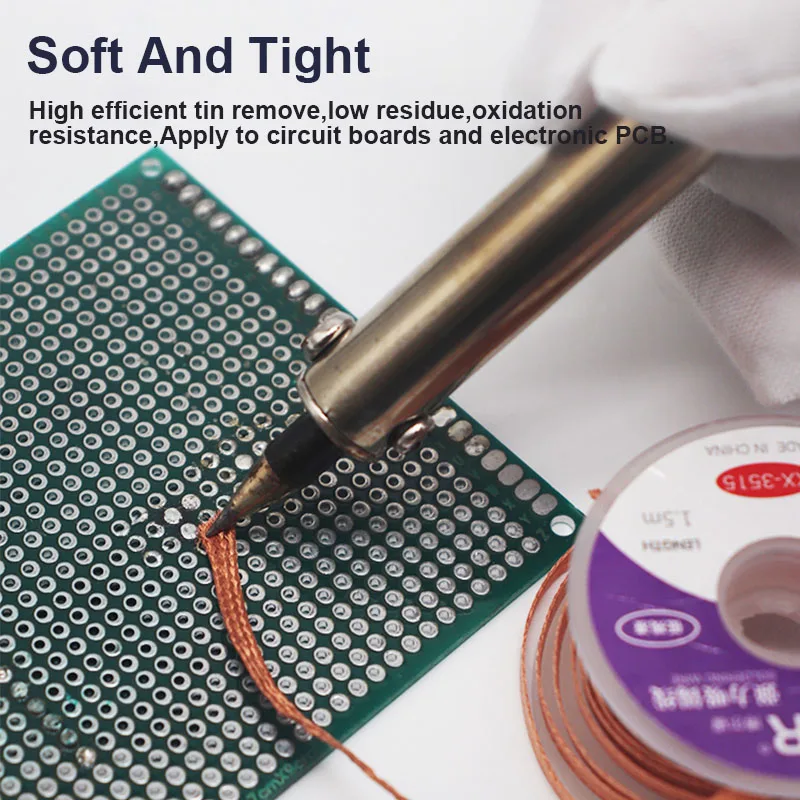 Mecha de soldadura fuerte para reparación de teléfonos móviles, herramienta de succión de estaño PCB de alta precisión, anticorrosión, 1,5/2,0/2,5/3,0mm, 3,5 m, B & R