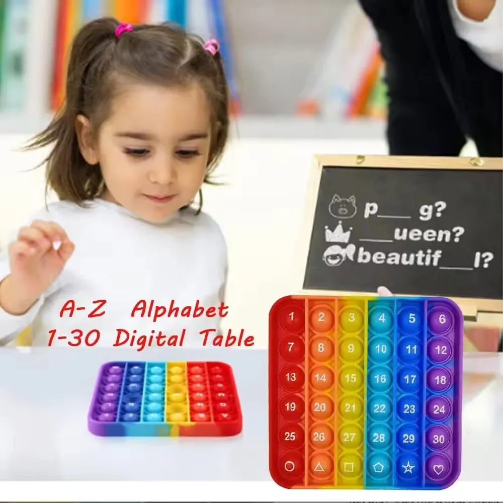 Stress Relief Alphabet Pop Fidget Toy Letters ABC Numbers Learning and Educational Toys Round Sensory Toy