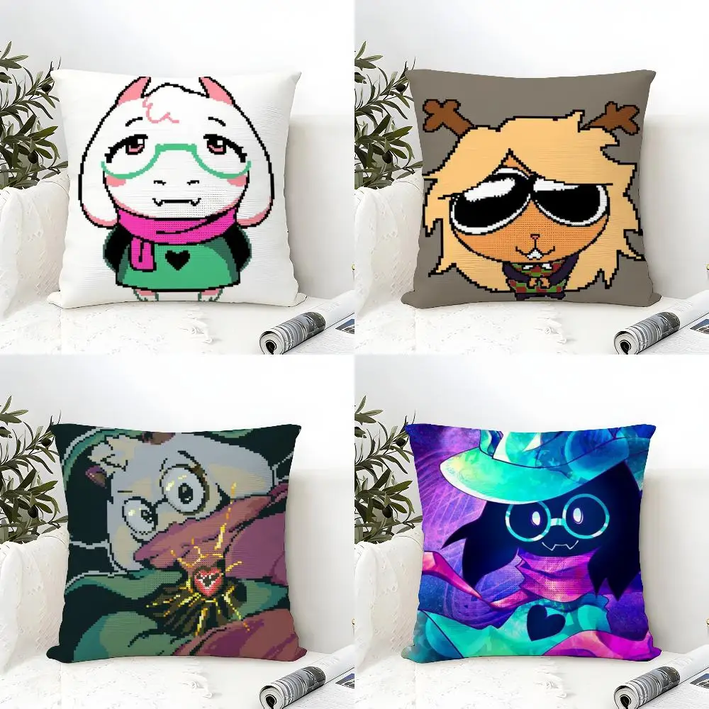 D-Deltarune R-Ralsei Game Cushion Cover Eco Linen Pillow Case Double-Sided Print Breathable Durable Zipper Home Decor Gift