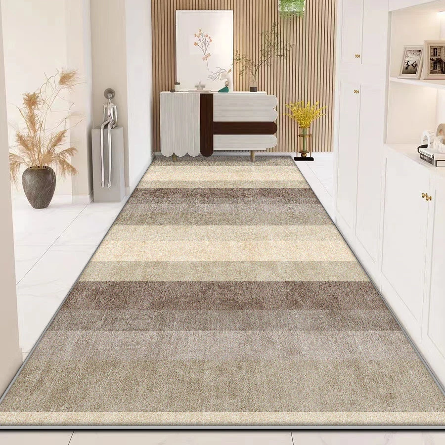 

Серый простой легкий роскошный длинный коридорный ковер, дорожка для пожилых людей, украшение для прихожей, проходные коврики, нескользящий напольный коврик, моющийся