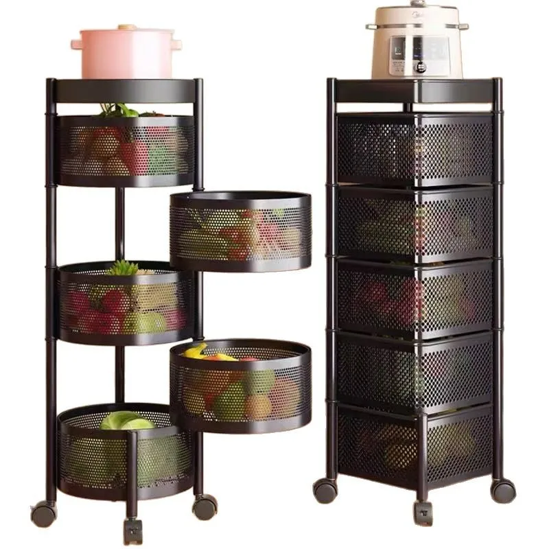 multi-functional household vegetable baskets, vegetable and fruit snack shelves, floor-to-ceiling multi-layer storage racks