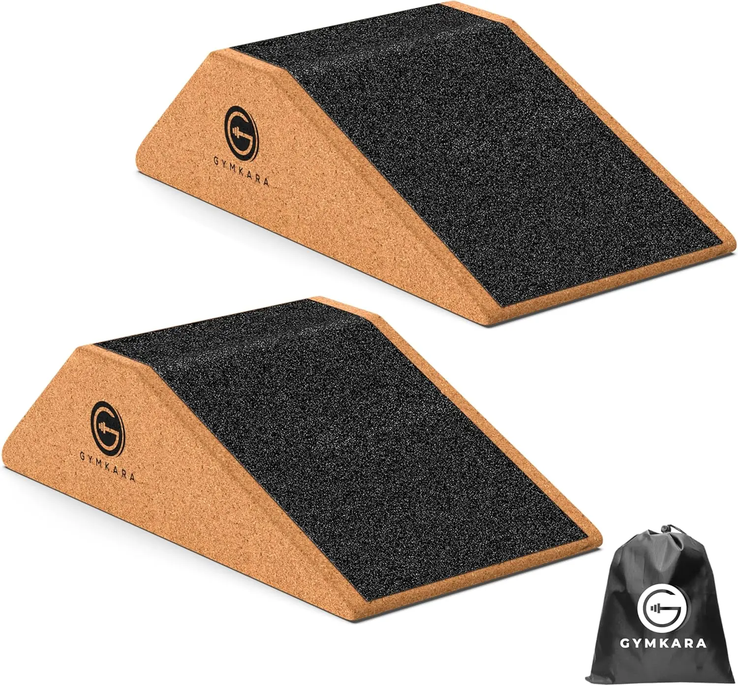 

Cork Squat Wedge Block 2 Pack - Non Slip Heel Elevated for Squats and Calf Raises with Carry Bag