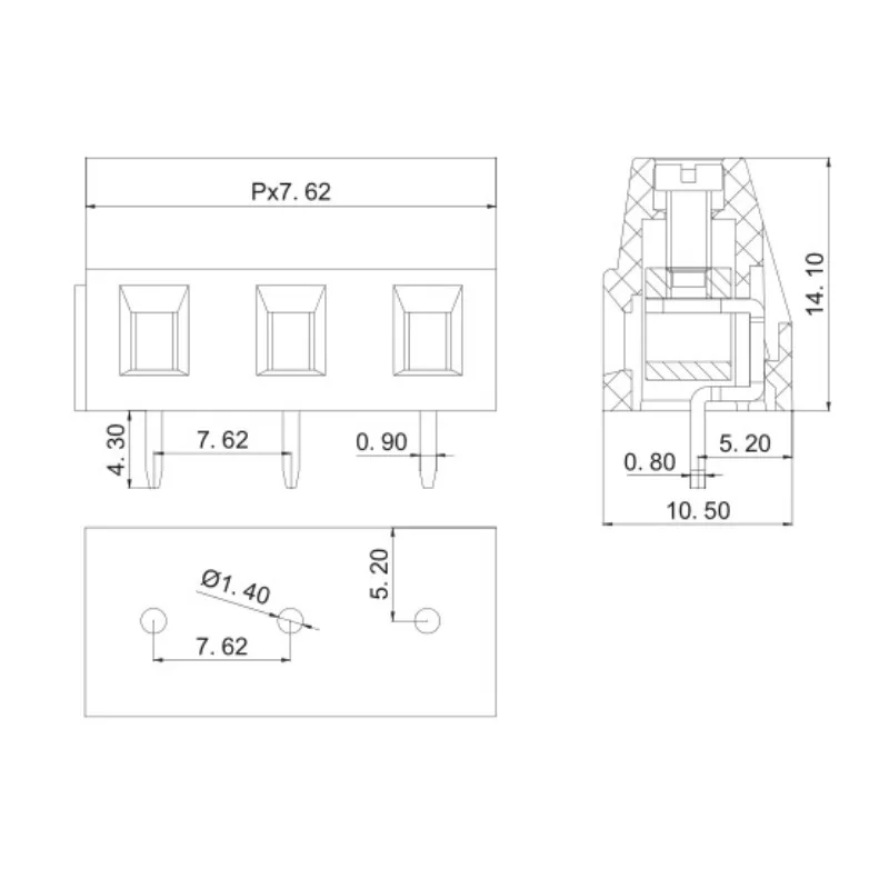 10pcs 7.62MM pitch PCB screw terminal blocks XK128-7.62 can be spliced with all copper environmentally friendly terminals