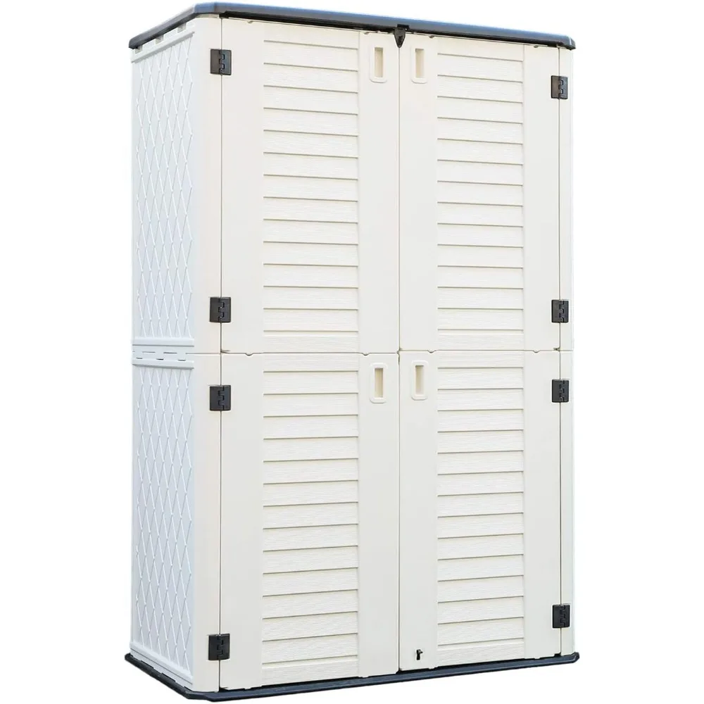 

Outdoor Storage Cabinet Waterproof,Outdoor Storage Sheds with Floor, Double-Layer Storage Shed for Patios/Generator/Long