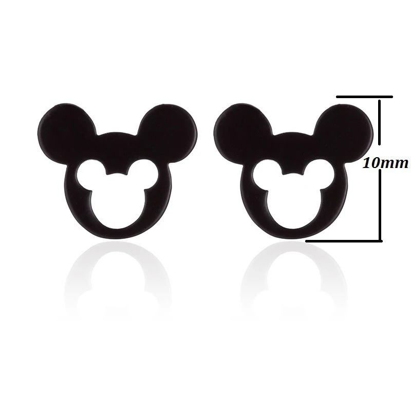 Cute Small Mickey Head Stud Earring Gold Silver Color Stainless Steel Minnie Mouse Charm Jewelry For Women Girls Party Gift