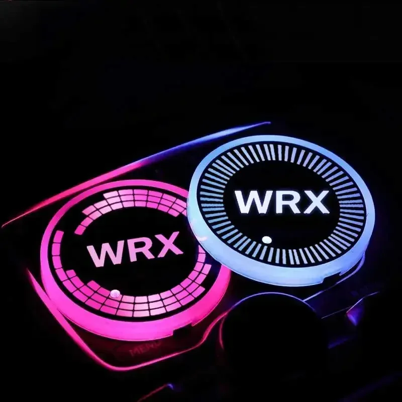 Luminous Car Water Cup Coaster Holder 7 Colorful USB Charging Led Atmosphere Light For WRX Accessories