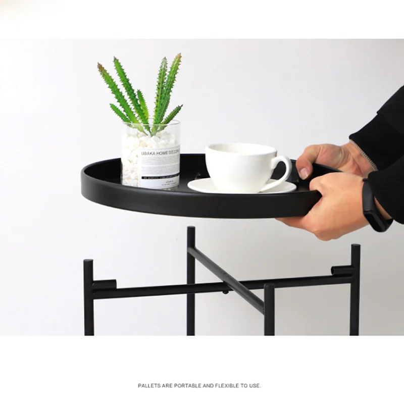 Nordic Eenvoudige Ijzeren Double-Layer Kleine Thee Hoeken Tafel Ronde Salontafel Kamer Levenskunst Mini Bank Bijzettafel