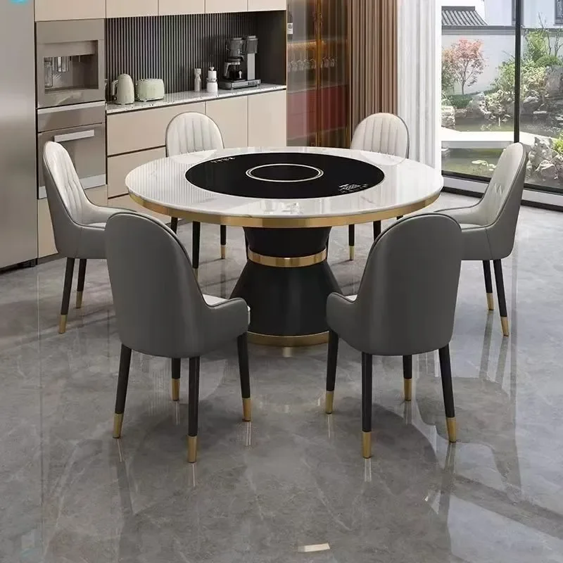 for Electric Rotating Vegetable Warming Board Rock Slab Round Dining Table Multifunctional Inlaid Turntable Induction Cooker
