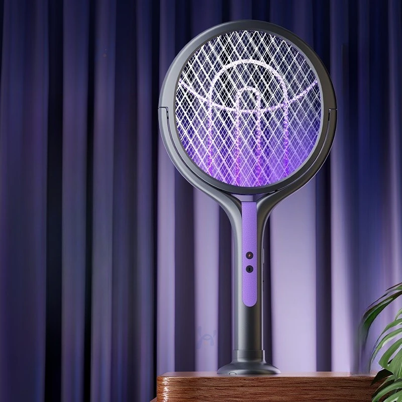 5‑in‑1 Fast‑Charging Mosquito Swatter Racket with Battery‑Powered Lamp, ABS Adjustable Handle for Outdoor Use