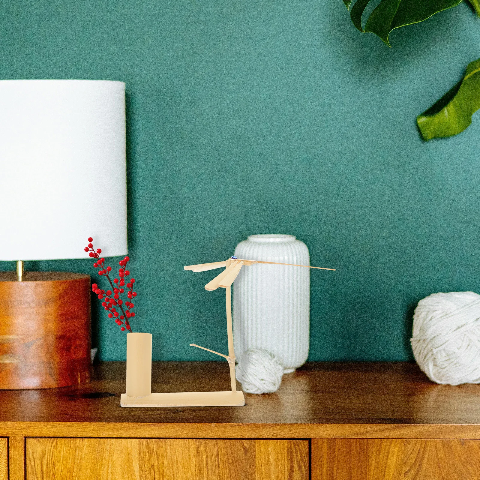 

Dragonfly Bamboo Pen Holder Pencil Organizer Desk Storage Bucket Pen and Pencil Holder Desktop Container for Office Study