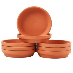 4.5 Inch Terracotta Plant Saucer - 8 pcs Small Round Tray, Small Clay Plant Trays Perfect for or 3 / 3.5 / 4 Inch Flower Pot