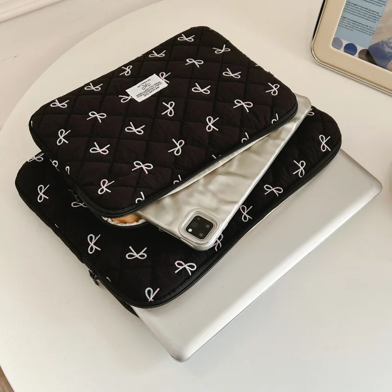 

Милый чехол-сумка с вышивкой в виде банта для планшетов iPad 9.7-11 дюймов, а также для ноутбуков Macbook, Samsung 13.3, 14 дюймов