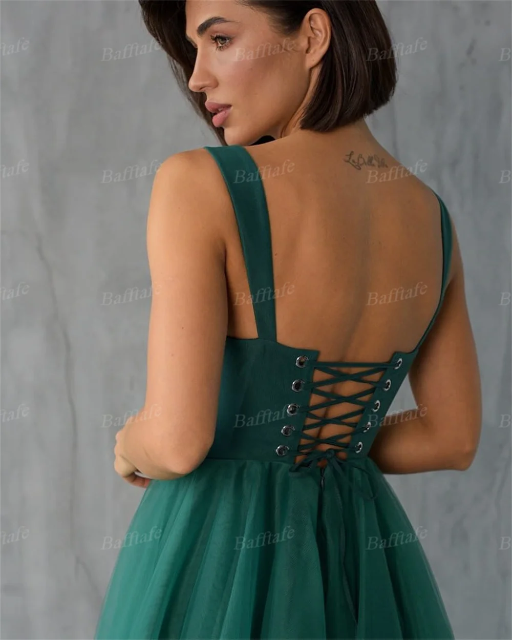 Bafftafe Simple Customized Short Prom Gowns For Women Corset Back A Line Straps Formal Homecoming Dresses Brithday Party Gowns