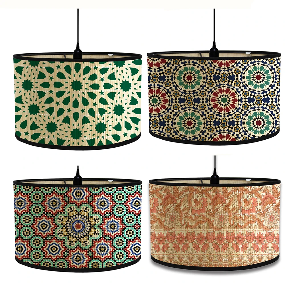 Drum Lamp Shades Vintage Lampshade Bamboo Light Cover for Table Floor Lamps and Pendant Light Bar Cafe Home Homestay Decor