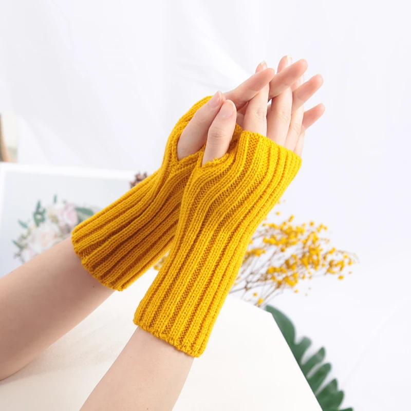 Women Gloves Fashion Hand Warmer Winter Glove Girls Arm Crochet Knitting Goth Lolita Solid Fingerless Mitten Kawaii Accessories