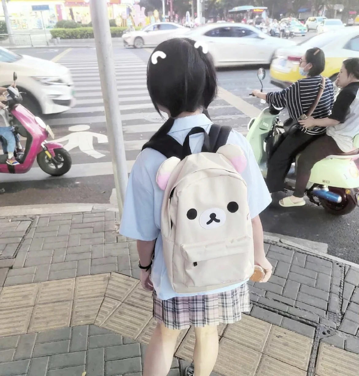 Cute Bear Rilakkumas Backpack Large Capacity Anime Cartoon Backpack Stylish Student School Bag Nylon Shoulder Bags Schoolbag