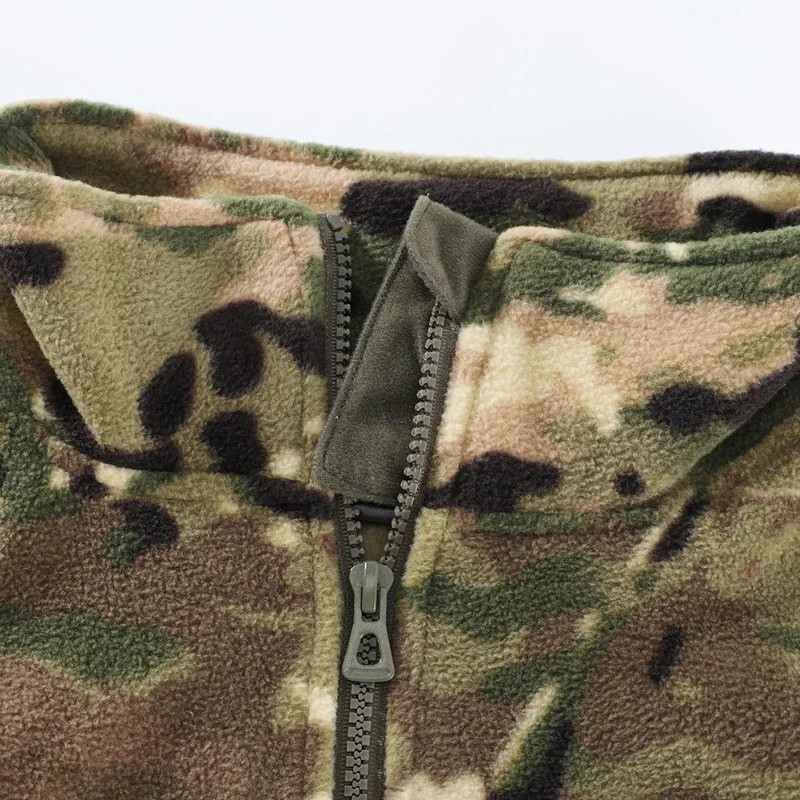 Camo Tactical Jackets Men Outdoor Double-sided Polar Fleece Warm Windbreaker Coats Male Stand Collar Zipper Combat Cargo Jacket