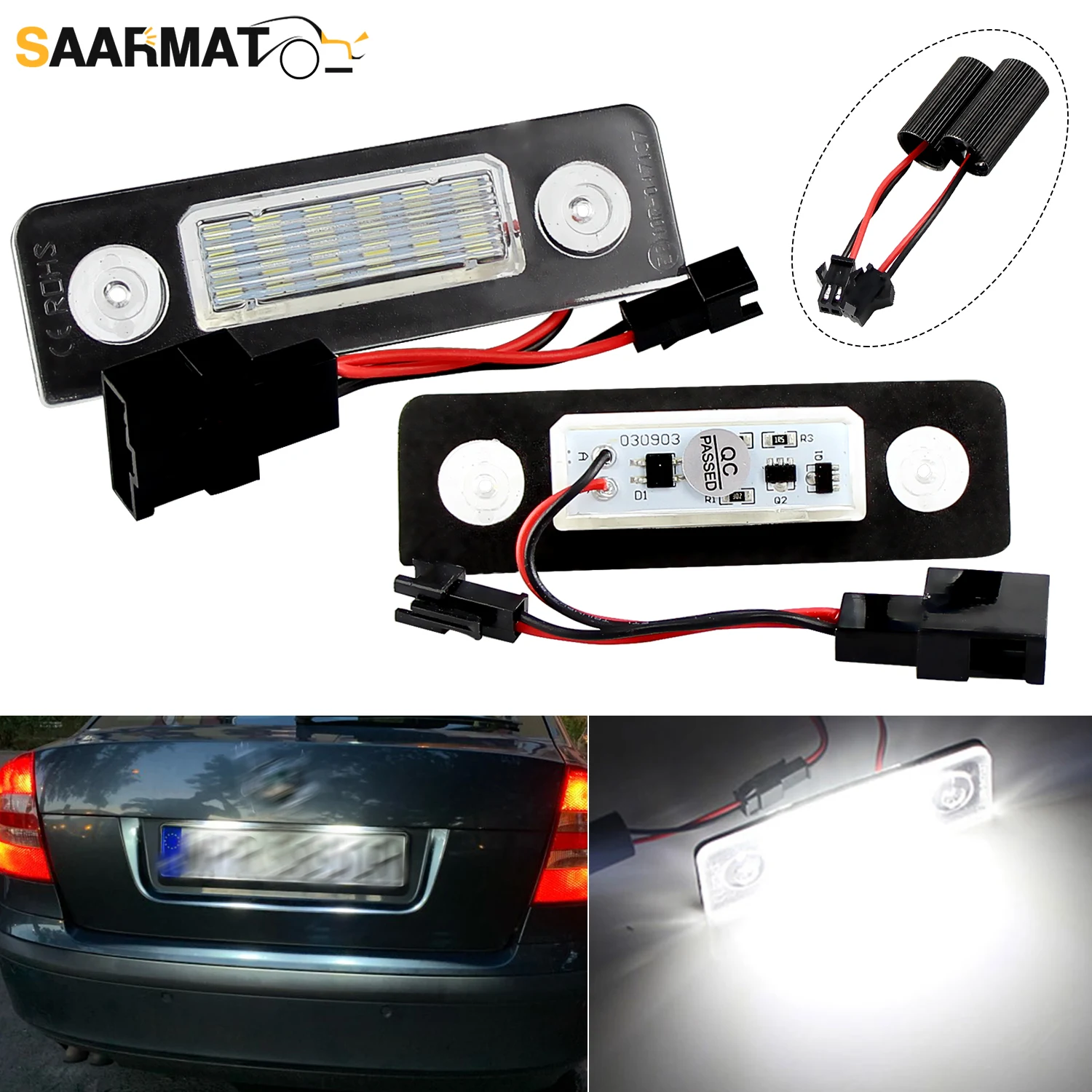 

2pcs Canbus LED License plate lights 6500K Super Bright White Light License plate lights Auto parts For Skoda Octavia 2 Facelift
