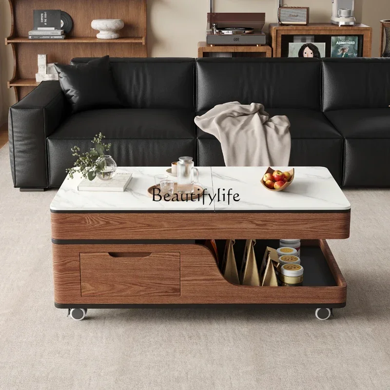 

FG26*coffee table household modern simple light luxury high-end movable lifting rock slab multi-functional table