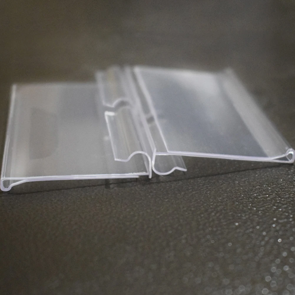 

36pcs 4.2X8Cm Pvc Clear Price Tags For Supermarket Retail Store Shelves Plastic Label Holder Clip On Display Folder Tag