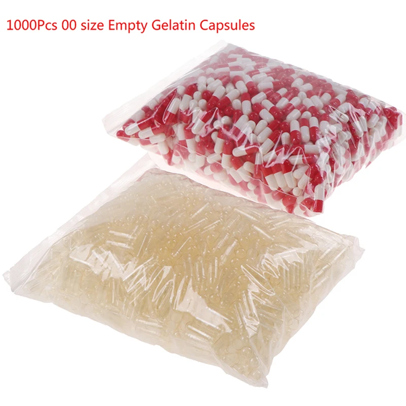 

1000Pcs Standard Size 00# Empty Capsules Gelatin Clear Capsules Hollow Hard Gelatin Transparent Seperated Joined Capsules