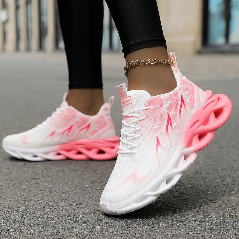 Fashion Women's Mesh Running Sneakers Lightweight Comfortable Walking Shoes with Shock Absorption Breathable Outdoor Jogging Foo