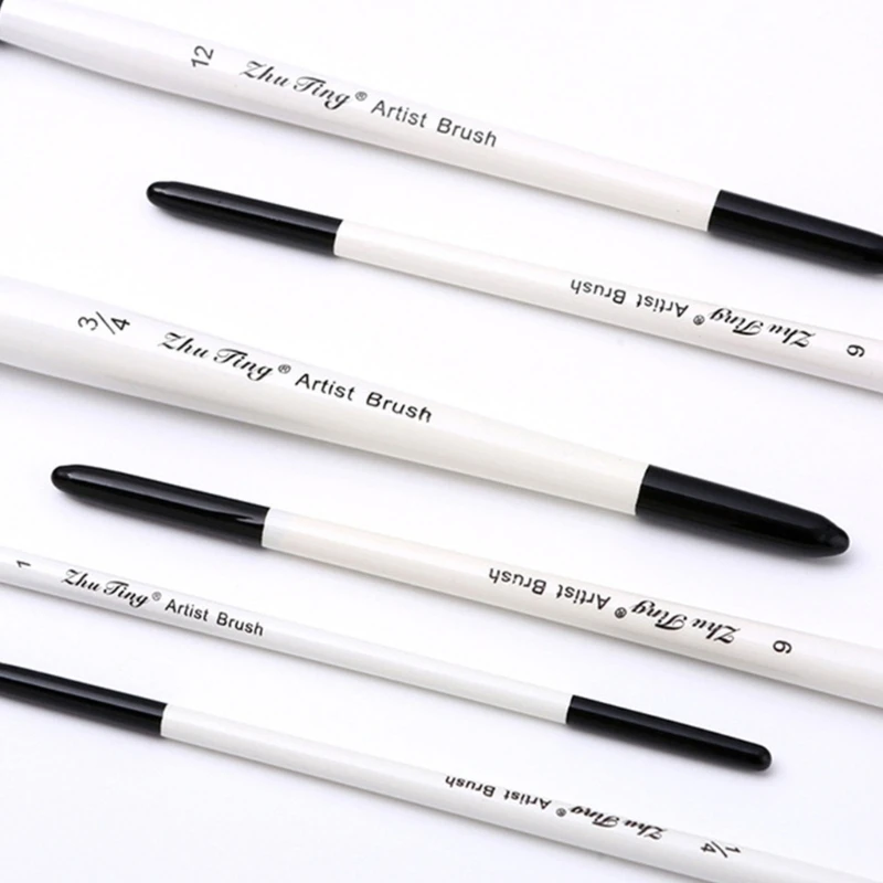 แปรงทาสีมืออาชีพ 6 ชิ้นแปรงทาสีขนไนลอนสำหรับศิลปินเริ่มต้น