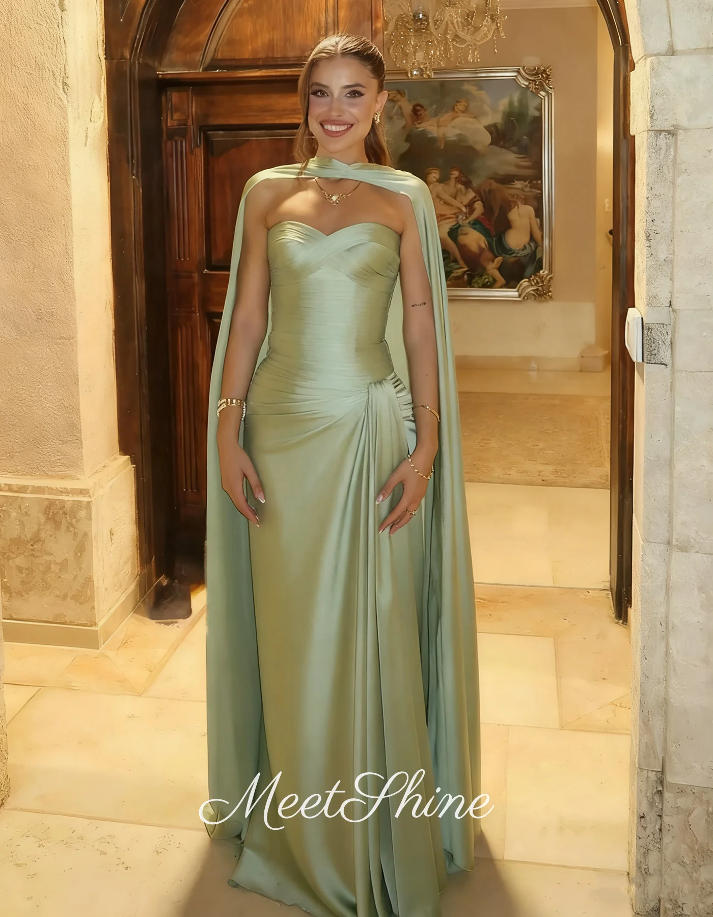 Robe de soirée moderne plissée en forme de cœur, fente latérale, en Satin vert sauge, robes de bal personnalisées pour femmes, robe d'occasion formelle